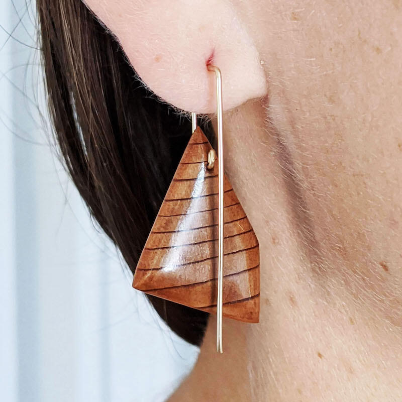 redwood end grain earrings